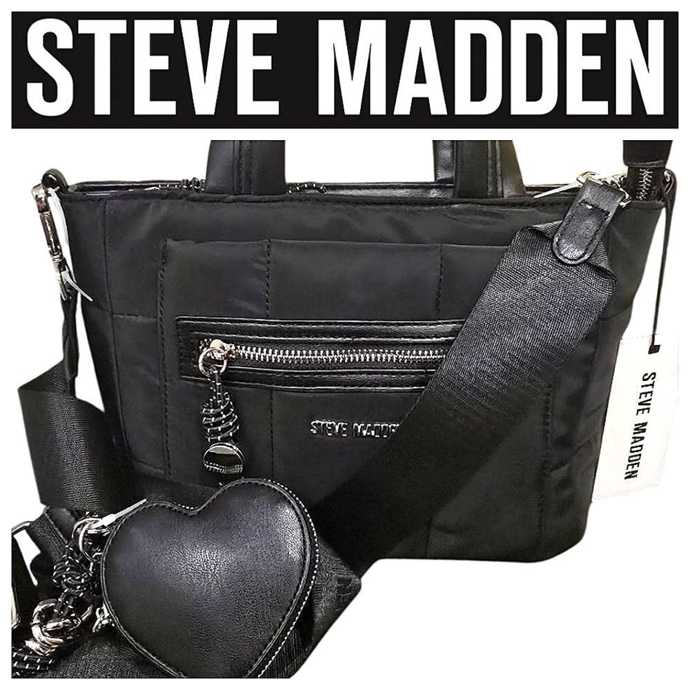 Steve Madden BDonni Crossbody Bag w/Heart Wallet- Black